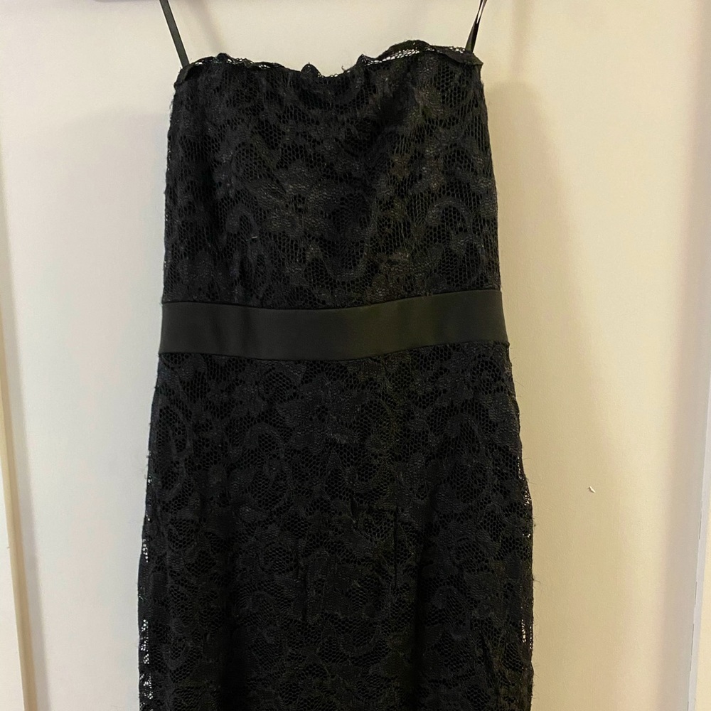 Black Lace Mini Strapless Dress by Velvet